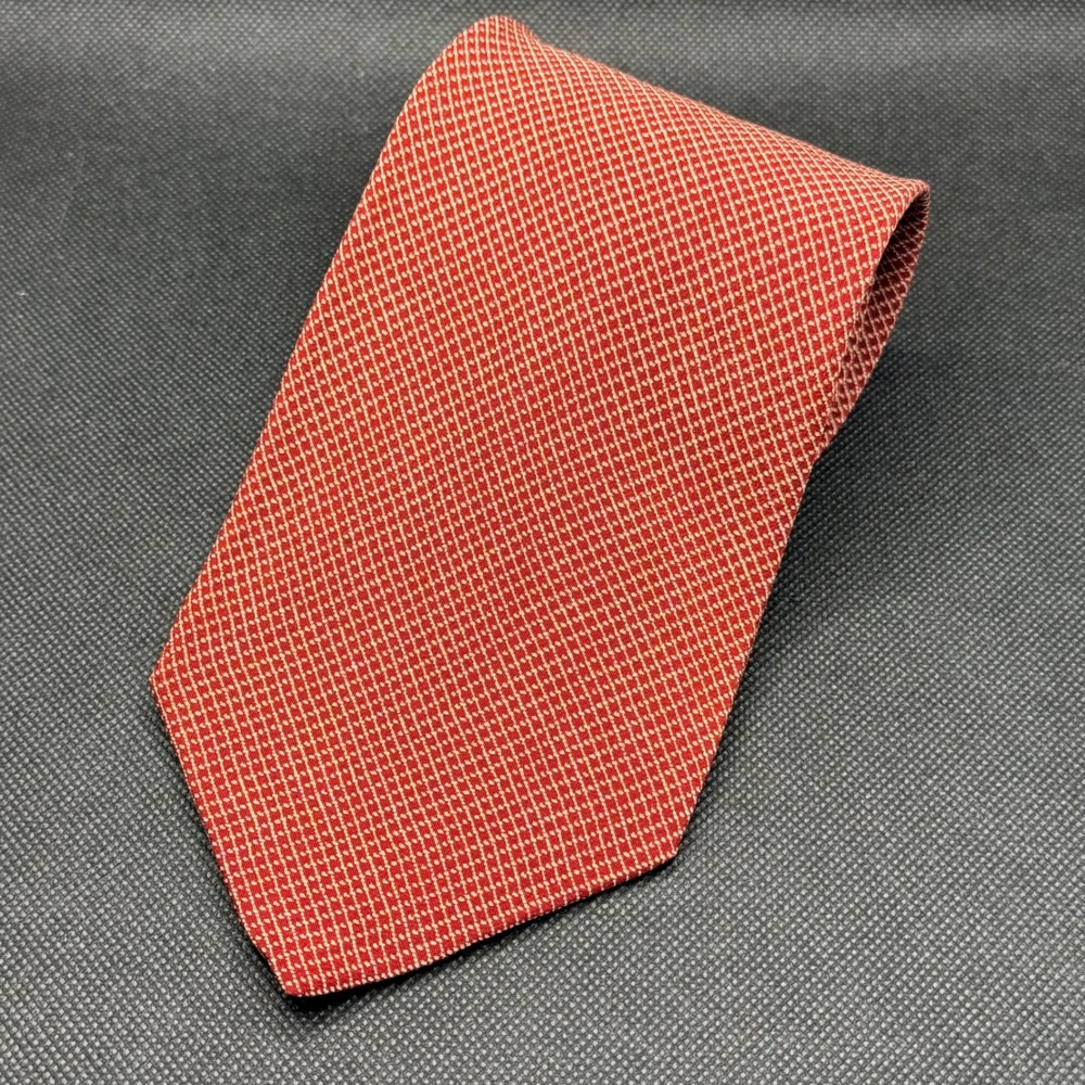 Vintage Giorgio Armani‎ Red Micro Diamond Silk Tie 4" x 58" Made in Italy